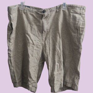 Perry Ellis men's mens linen blend shorts summer spring in khaki size 40.